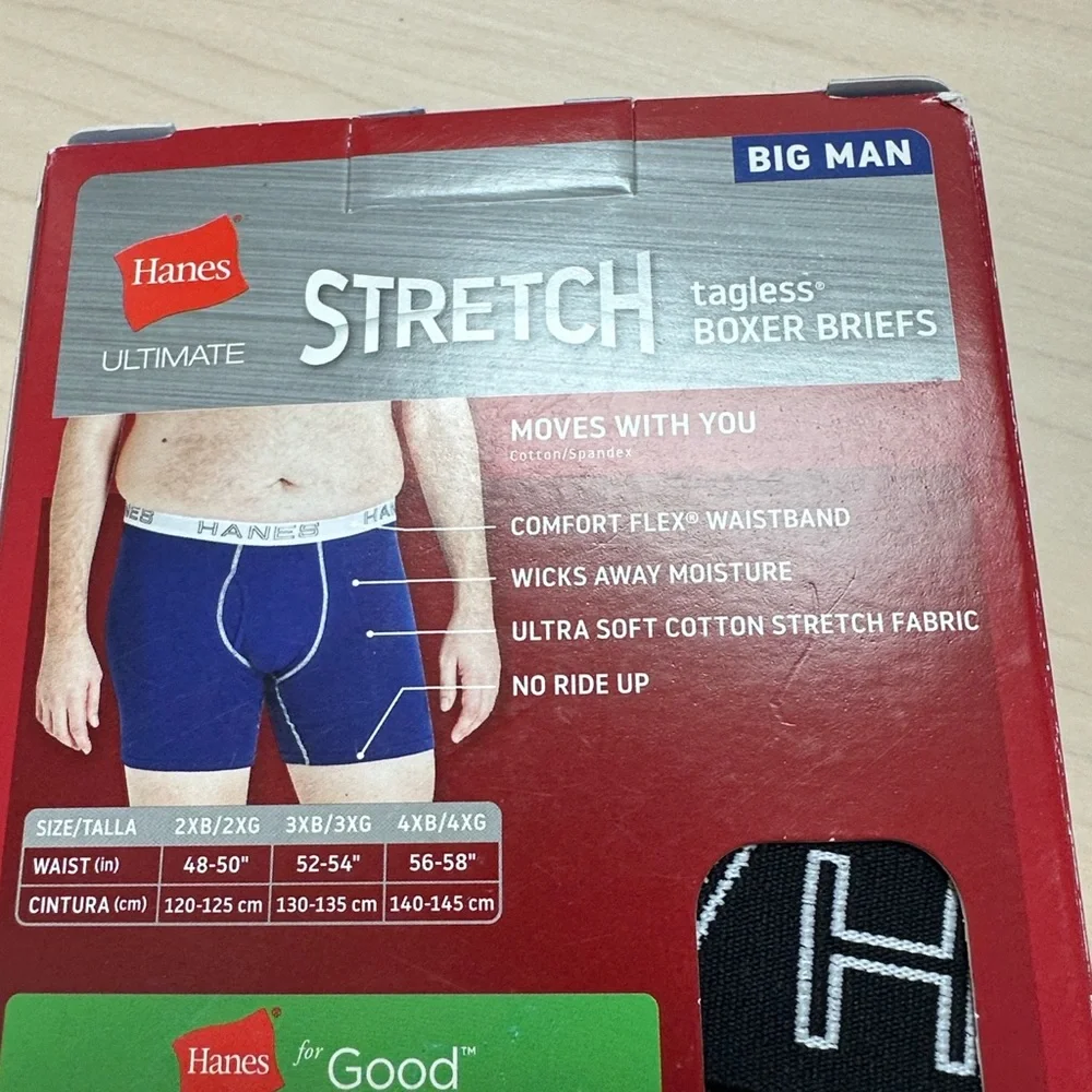 NWT 4PK Hanes Big Man Boxer Briefs 3XB